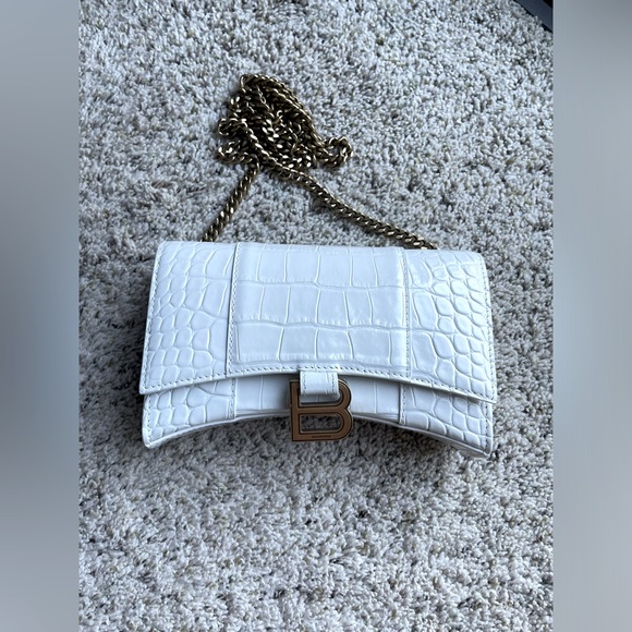 Balenciaga Hourglass crocodile wallet on chain. Color white. - Picture 1 of 10